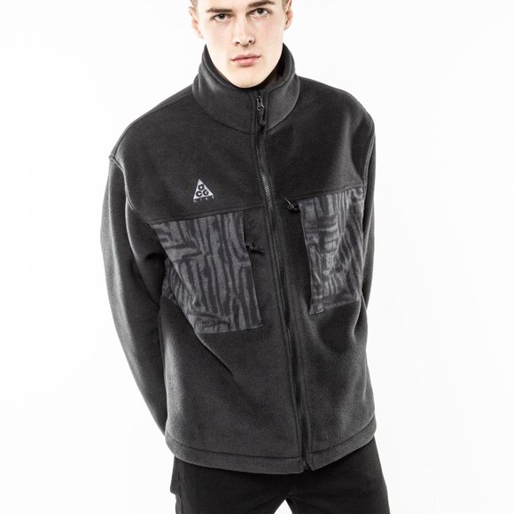 NIKE ACG Men's Small Microfleece Jacket Black Full Zip Turtleneck Athleisure Str - Picture 16 of 16